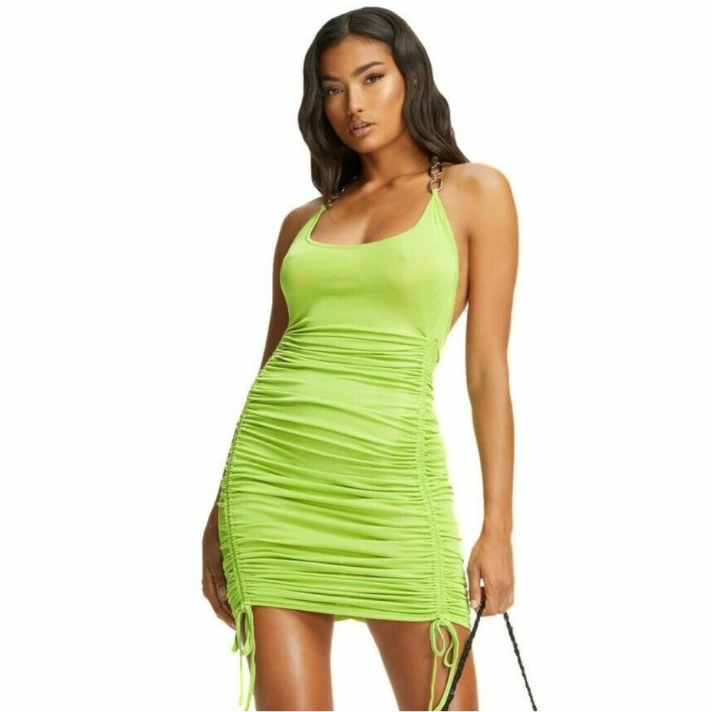 I.AM.GIA Halley Green Rouched Mini Dress - Picture 5 of 11